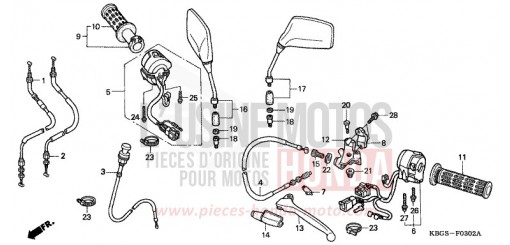 LEVIER DE GUIDON/COMMUTATEUR/CABLE (3) CB250X de 1999